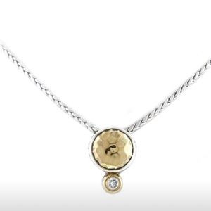 Silver/hammered gold / CZ necklace - John Medeiros